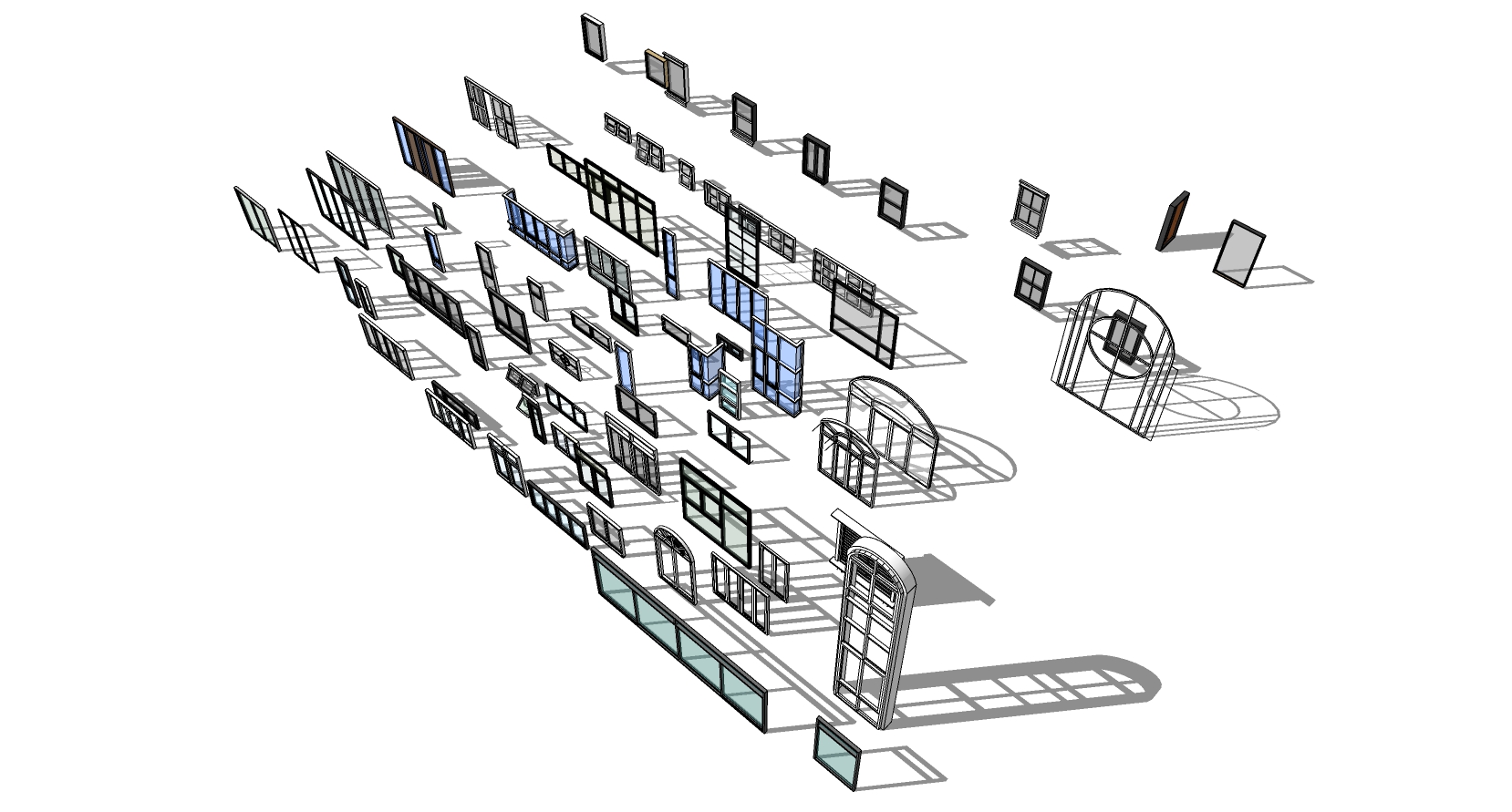 4现代 玻璃窗sketchup草图模型下载