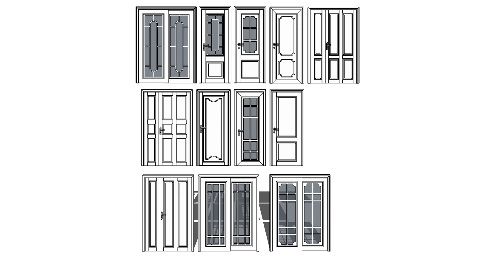 6简欧室内门组合sketchup草图模型下载(1)