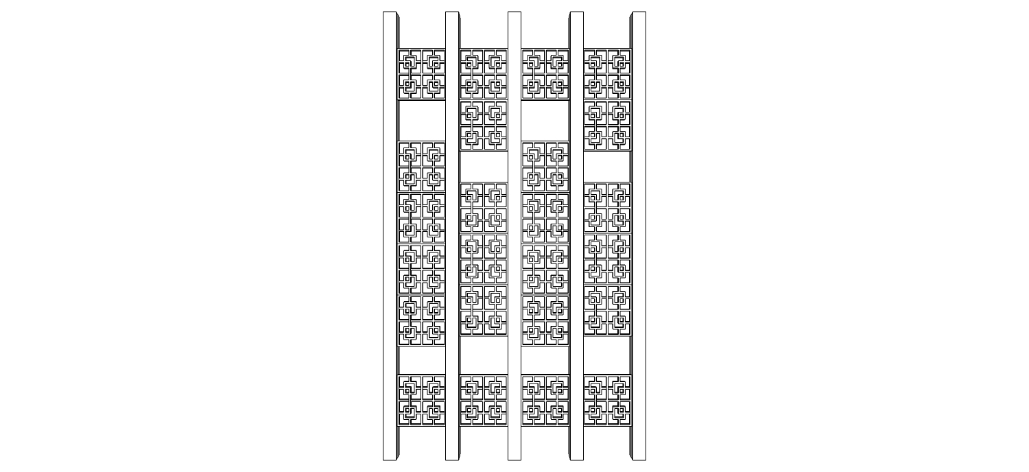 34-中式铁艺雕花花格屏风隔断