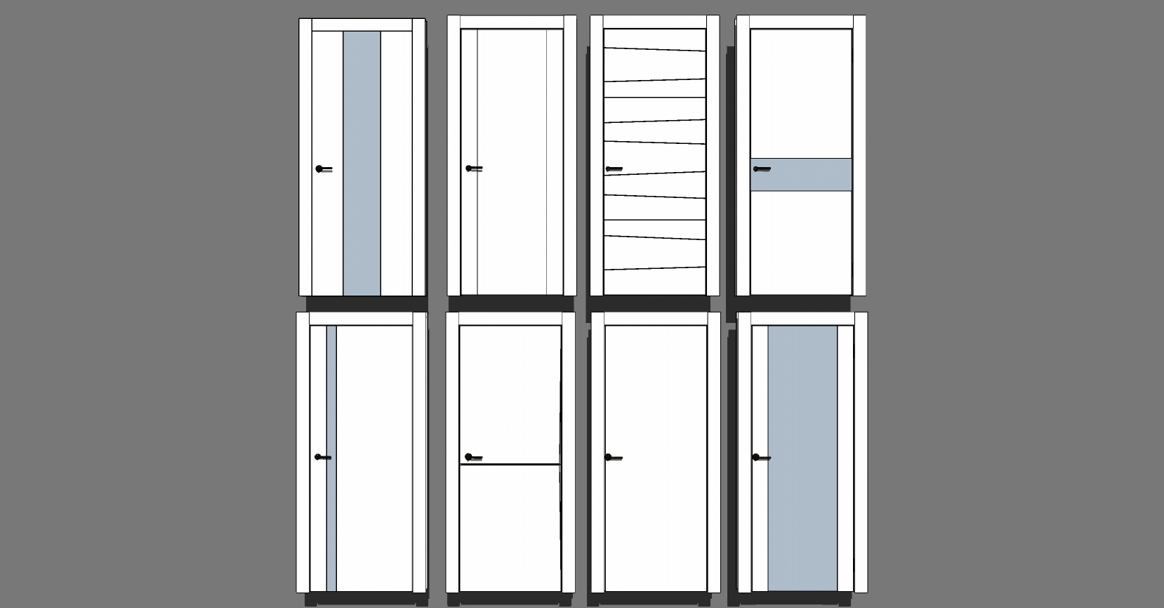 10现代实木单开门sketchup草图模型下载