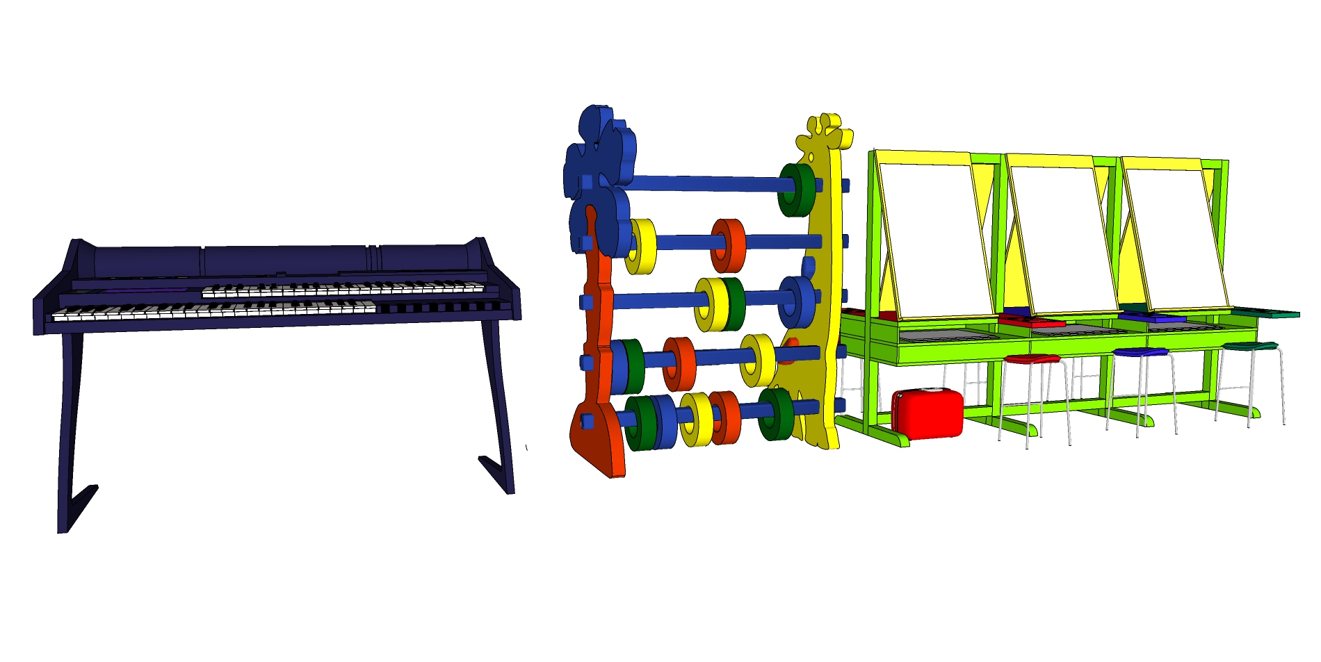 儿童玩具 电子琴 画板sketchup草图模型下载