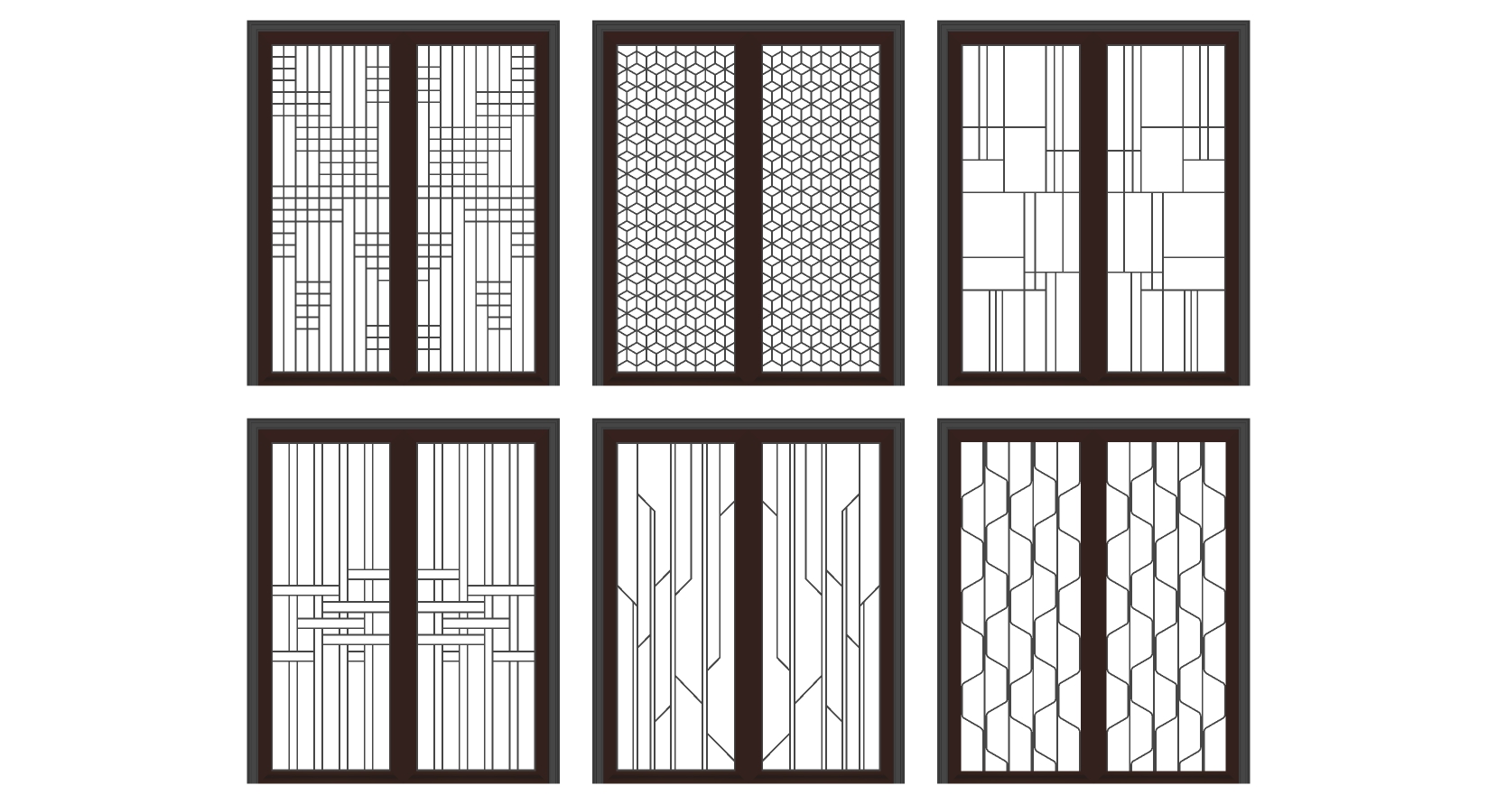 12新中式玻璃花格滑轨移动推拉门sketchup草图模型下载(1)