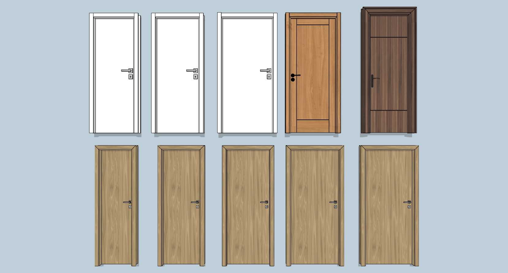 现代单开门木门sketchup草图模型下载 (25)