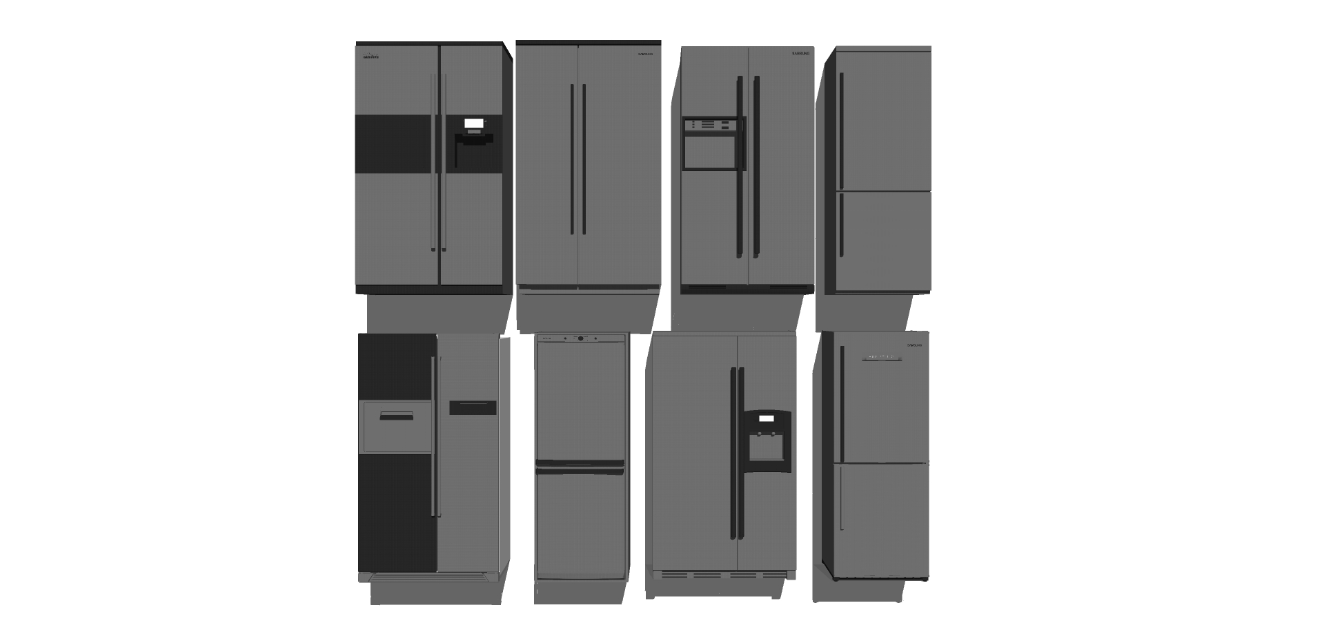 110现代冰箱组合1sketchup草图模型下载(1)