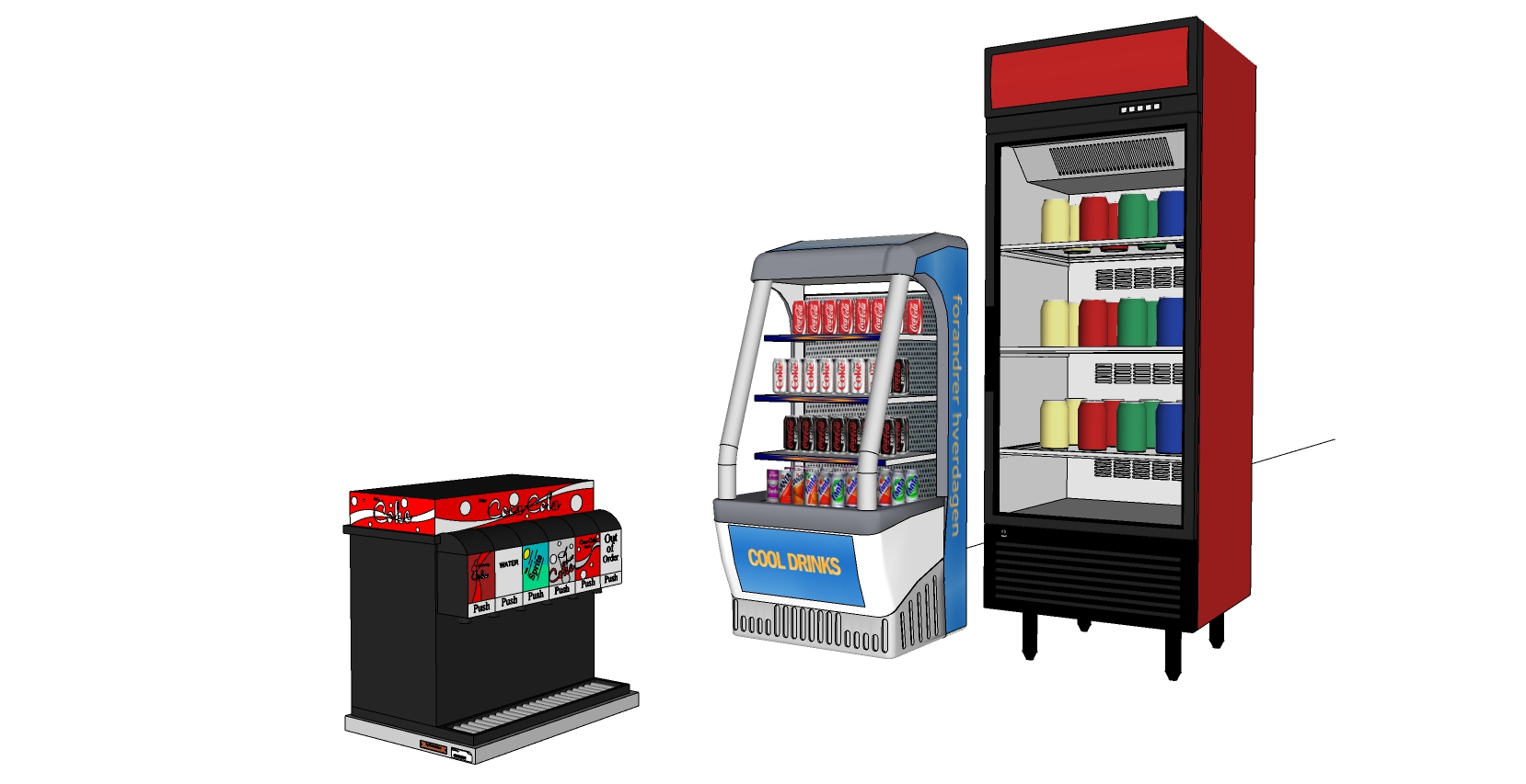 可乐饮料机冷饮冰柜SketchUp草图模型下载