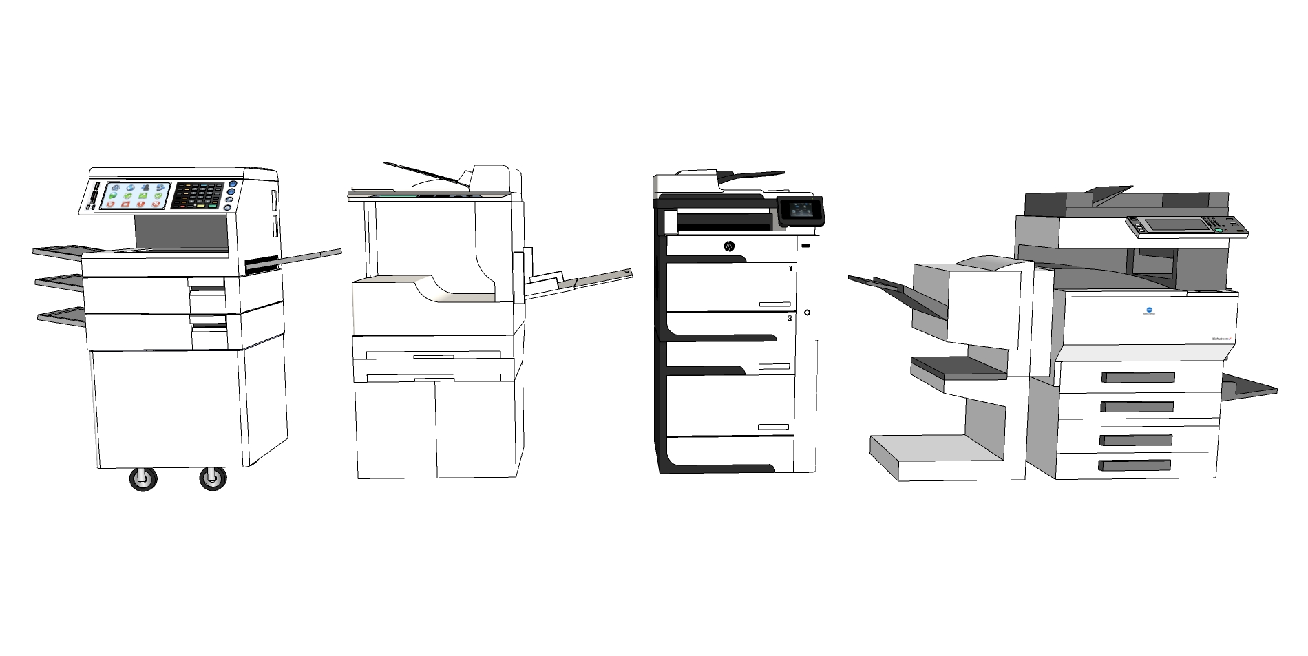 207扫描机复印机打印机办公设备sketchup草图模型下载