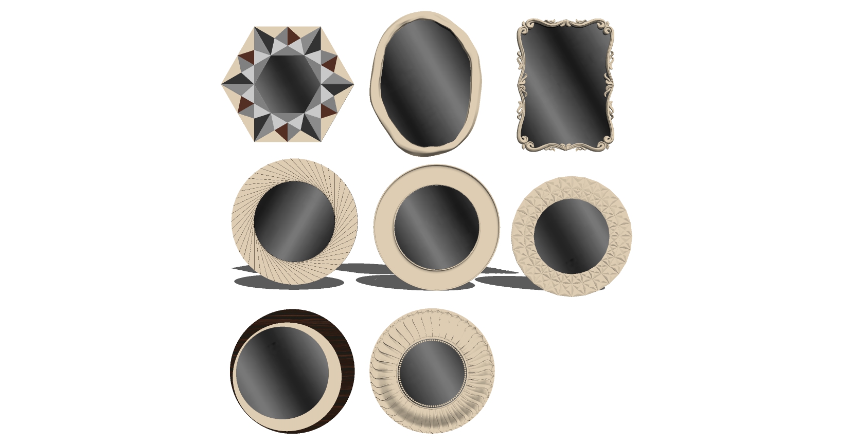 (5)欧式金属装饰镜组合sketchup草图模型下载