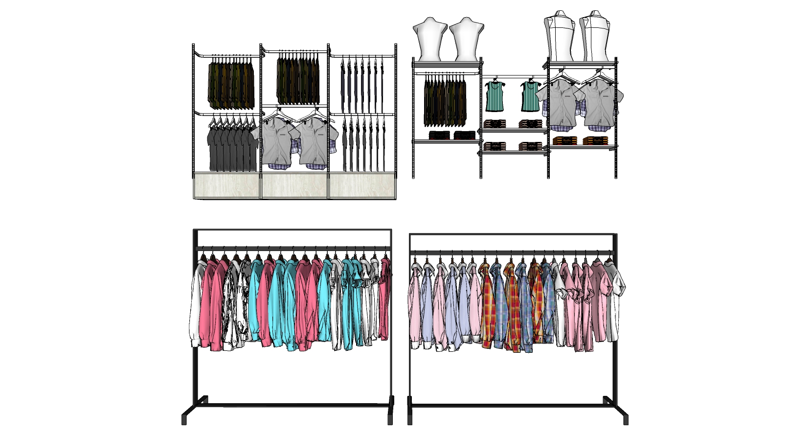 服装货架衣架sketchup草图模型下载
