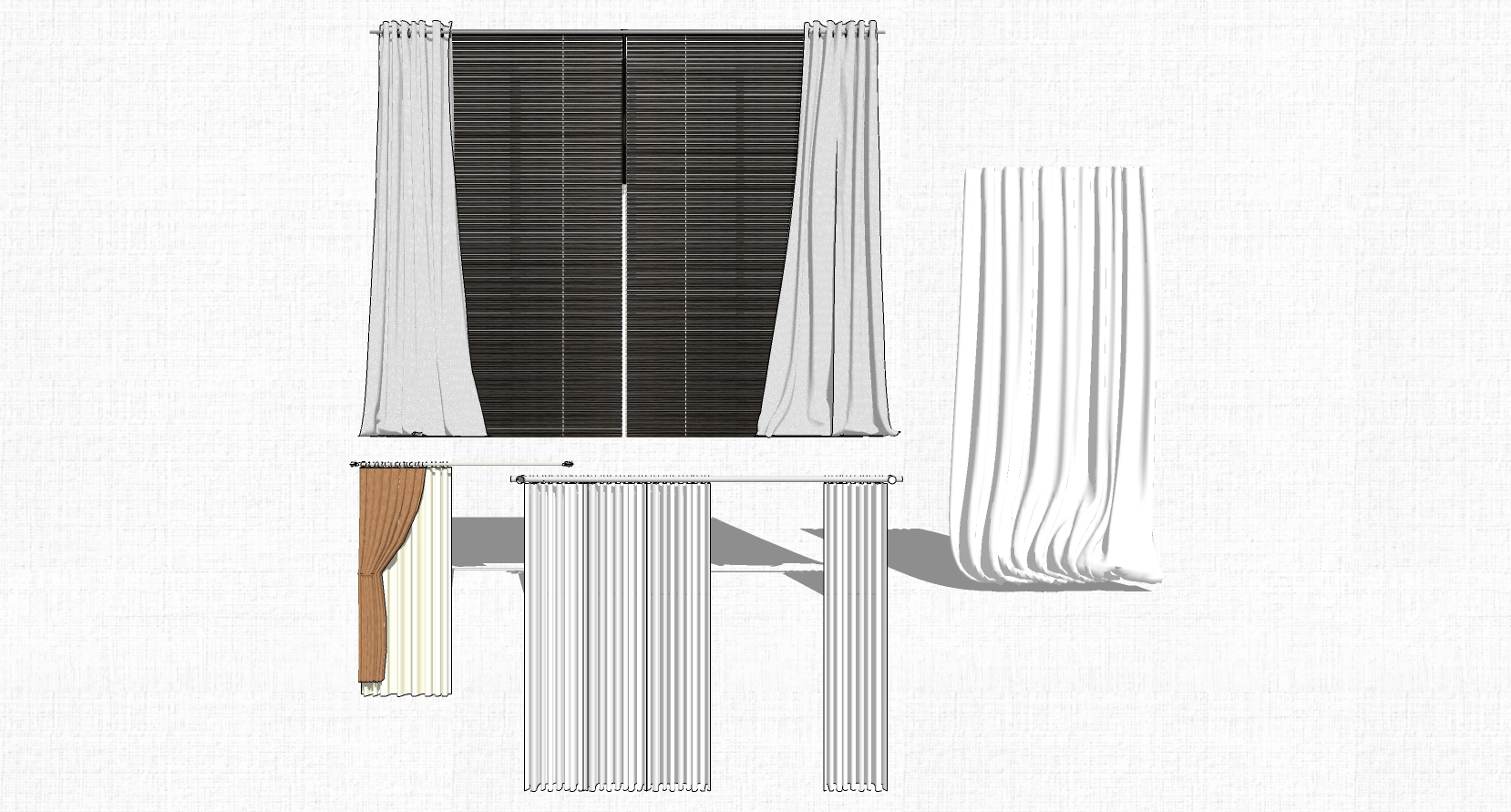 5现代窗帘百叶窗帘sketchup草图模型下载