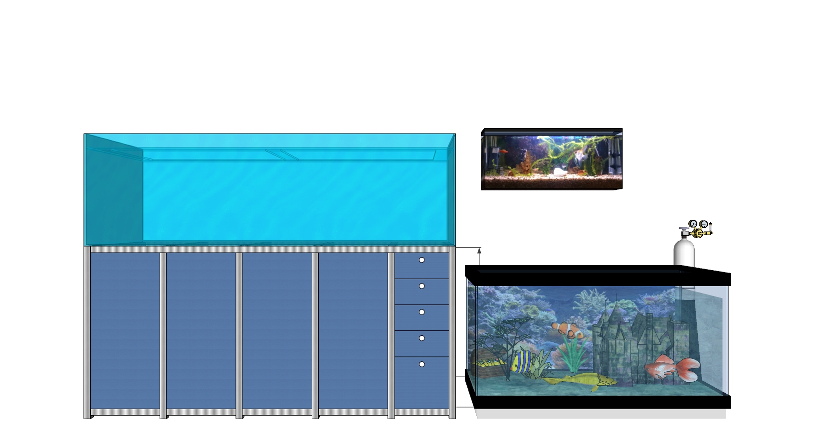 (44)鱼缸水族箱sketchup草图模型下载