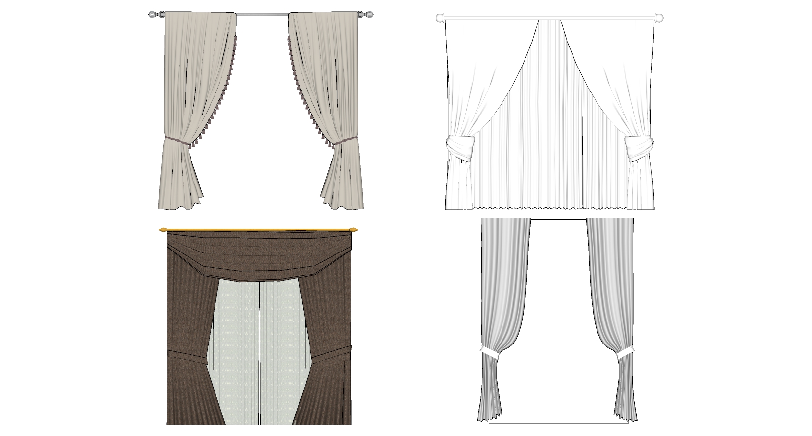 8欧式窗帘sketchup草图模型下载