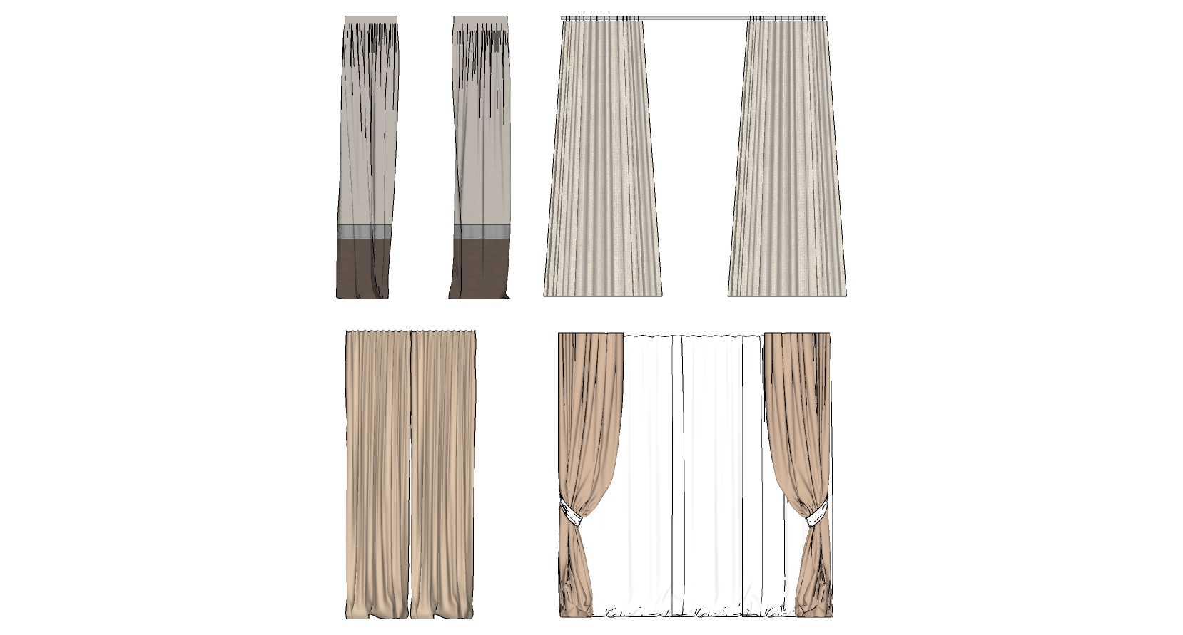 10现代新中式窗帘sketchup草图模型下载