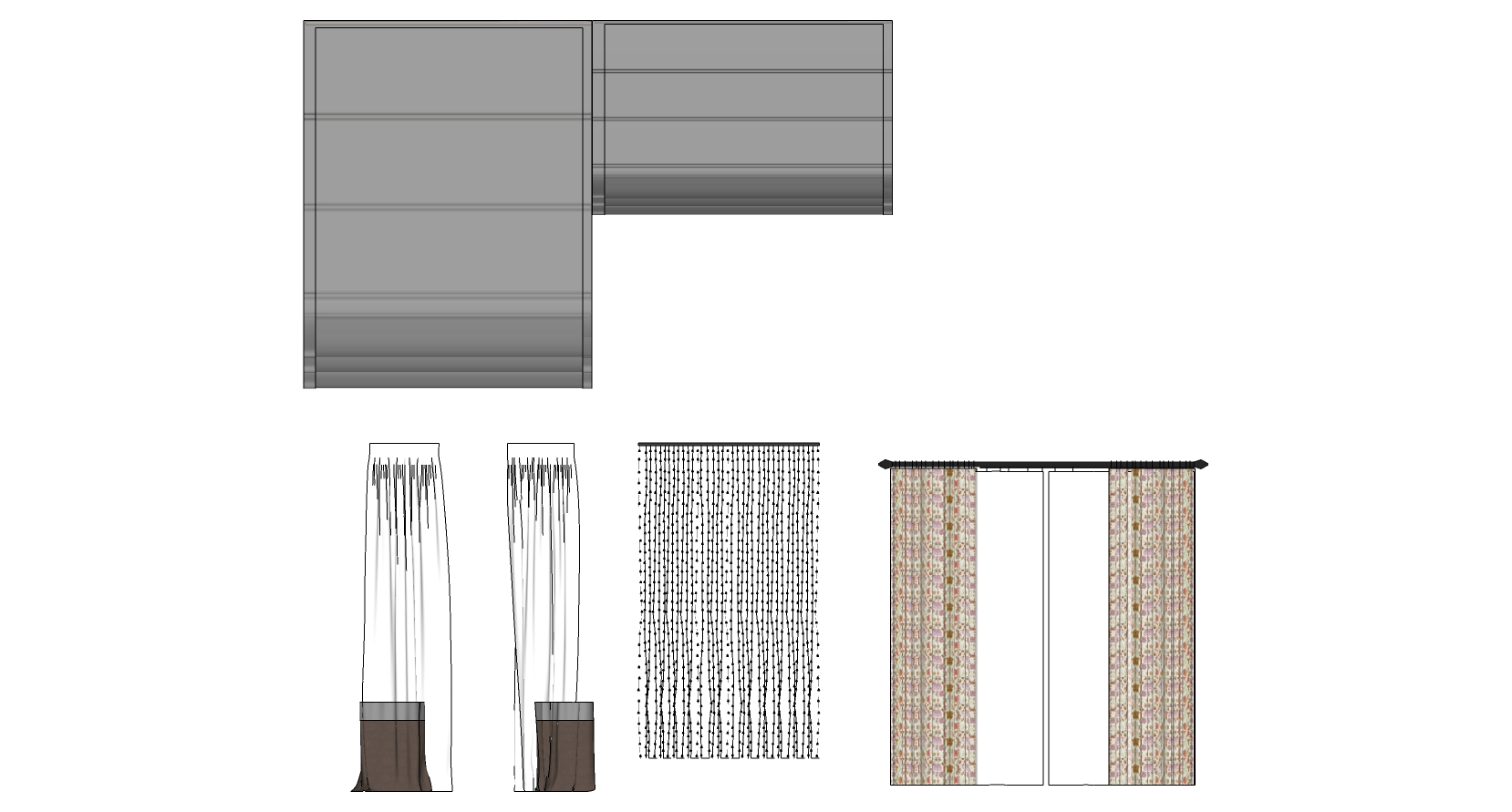 11现代新中式窗帘sketchup草图模型下载