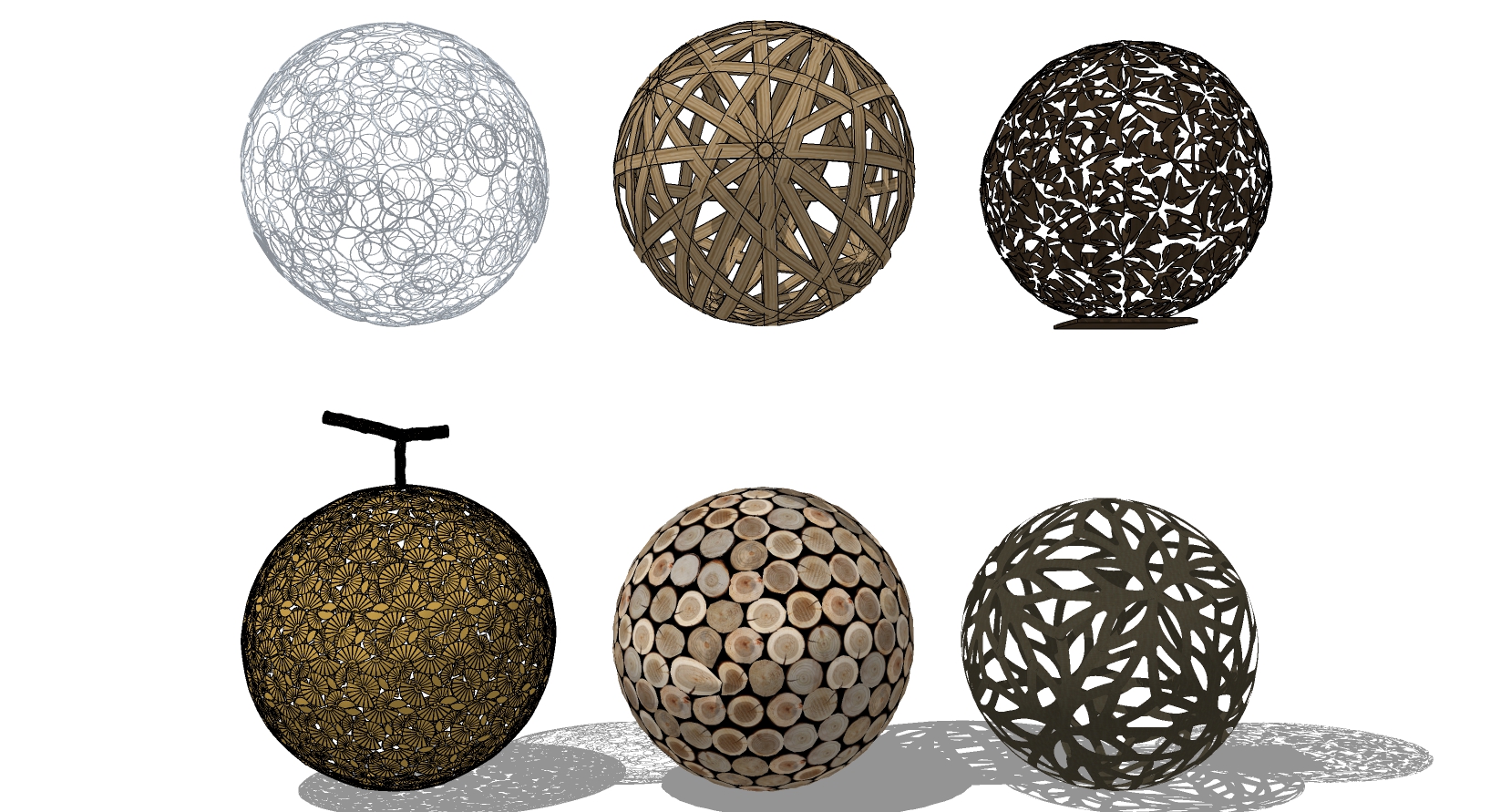(15)镂空藤编木质铁网球sketchup草图模型下载