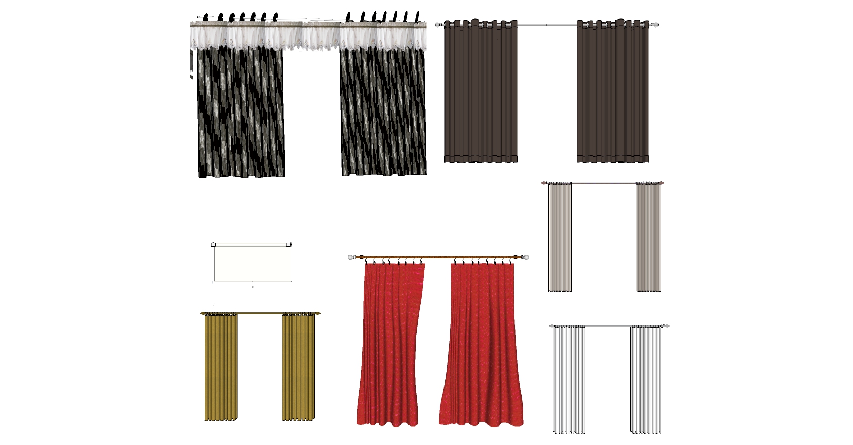 01现代窗帘sketchup草图模型下载(1)
