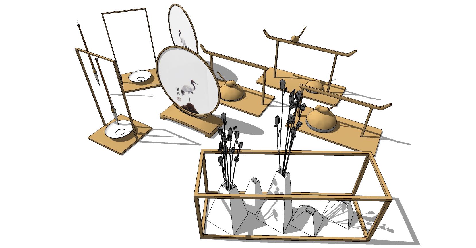 (11) 新中式饰品摆件笔架sketchup草图模型下载