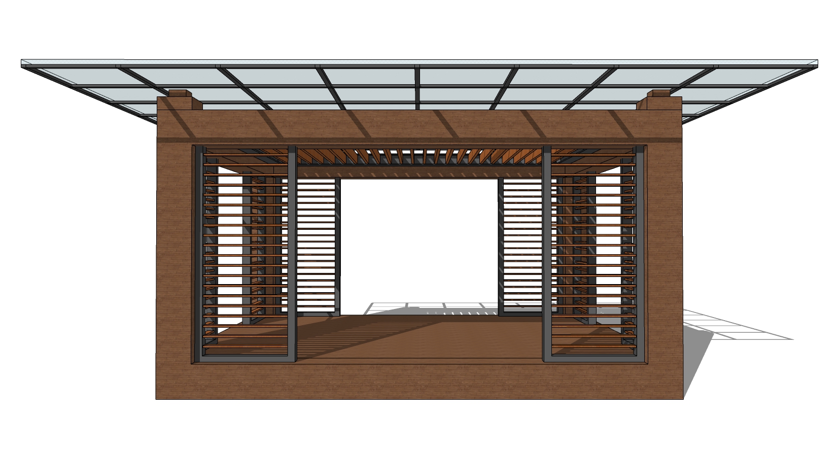 26现代玻璃顶子凉亭亭子sketchup草图模型下载(1)