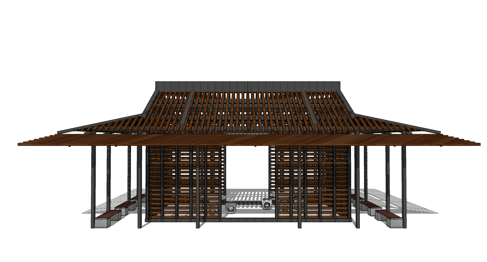 27新中式东南亚木屋子凉亭亭子sketchup草图模型下载(1)