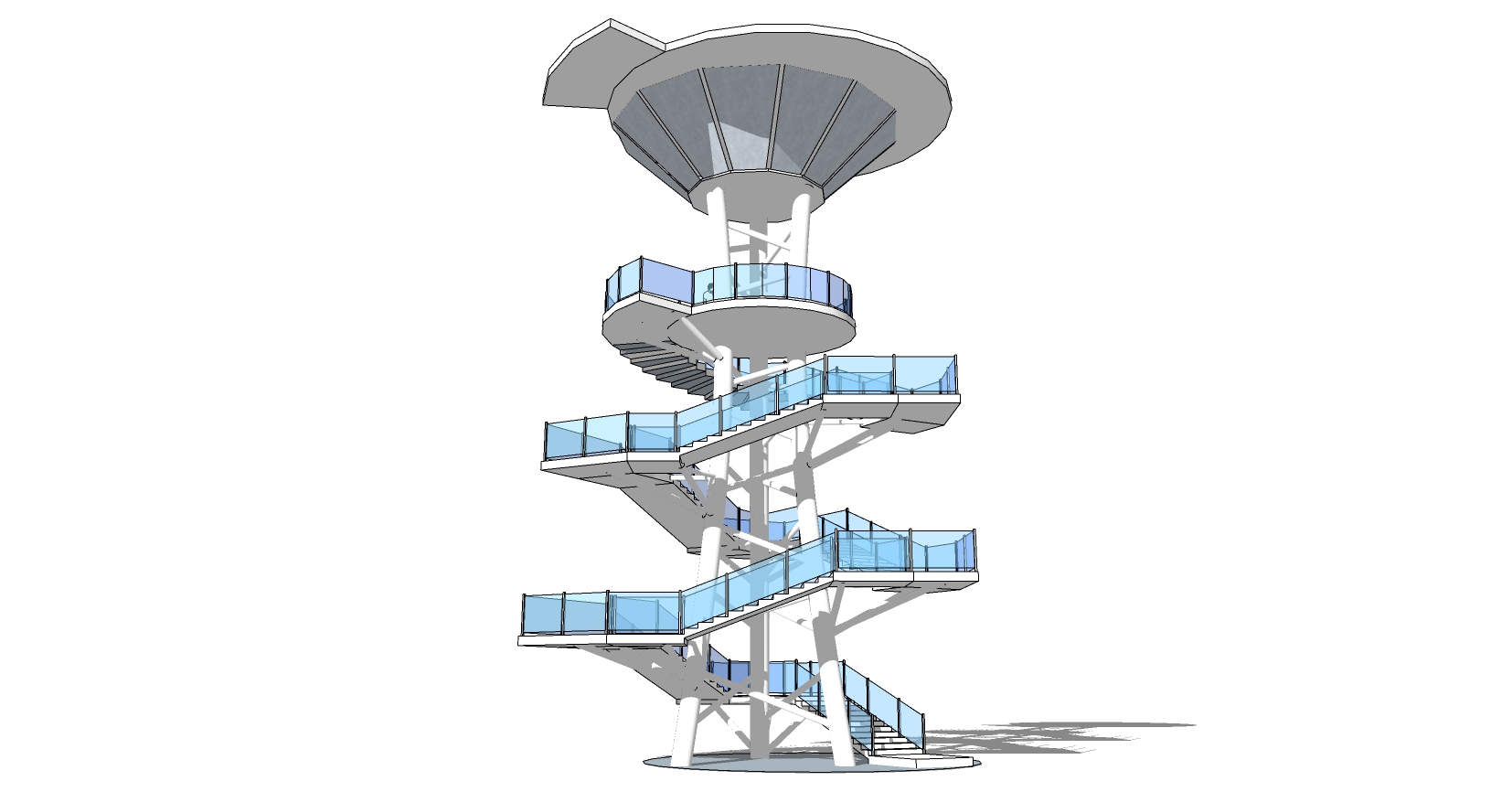 7现代异形瞭望塔,景观塔,观景塔sketchup草图模型下载
