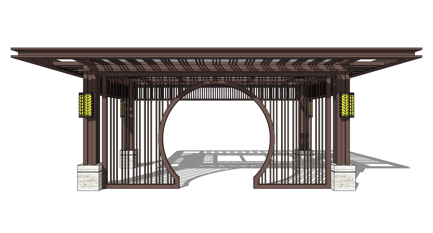 28新中式门头凉亭亭子sketchup草图模型下载(1)