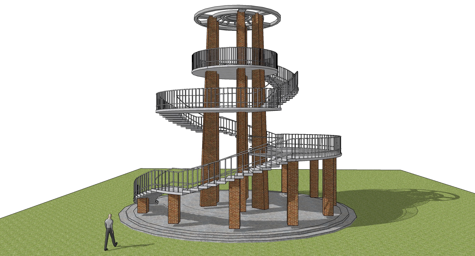 观景台,景观台,瞭望塔,景观塔,观景塔旋转楼梯sketchup草图模型下载(1)