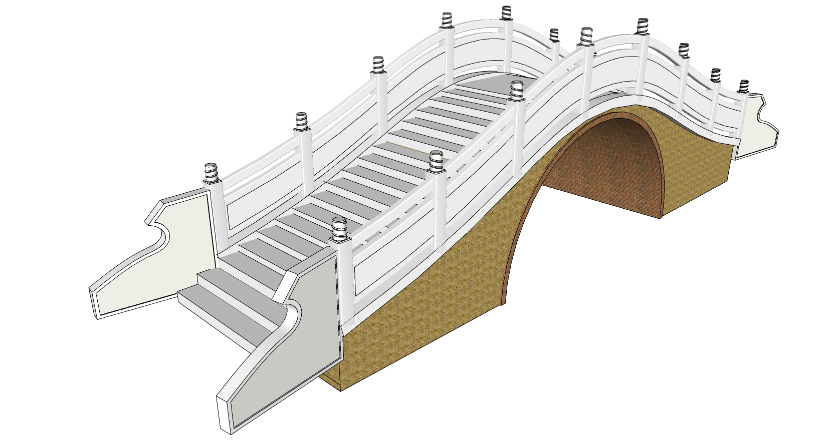 04中式玉石栏杆户外景观桥中式石头拱桥sketchup草图模型下载(1)