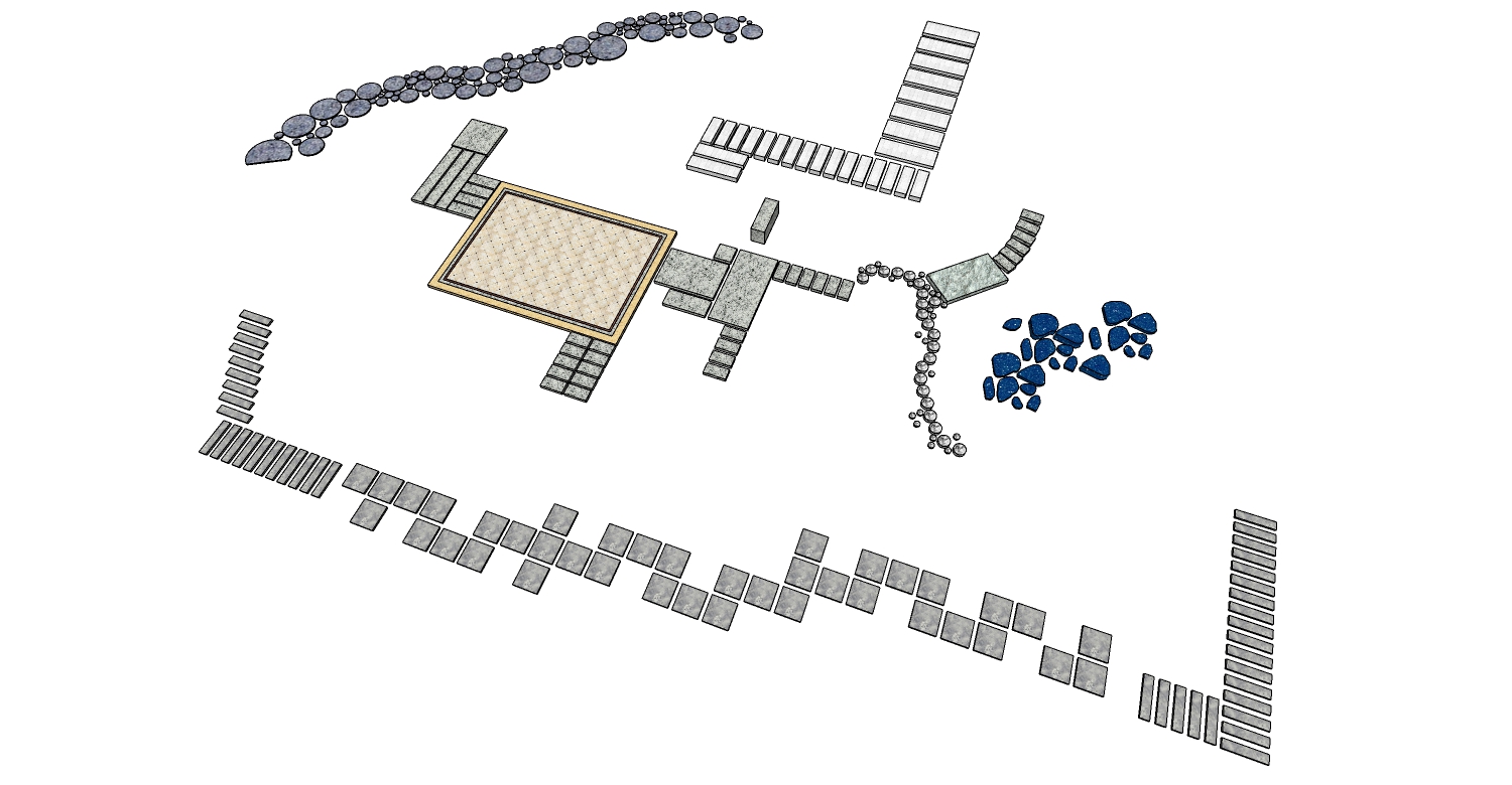 园林景观青石板路面甬路SketchUp草图模型下载 (13)