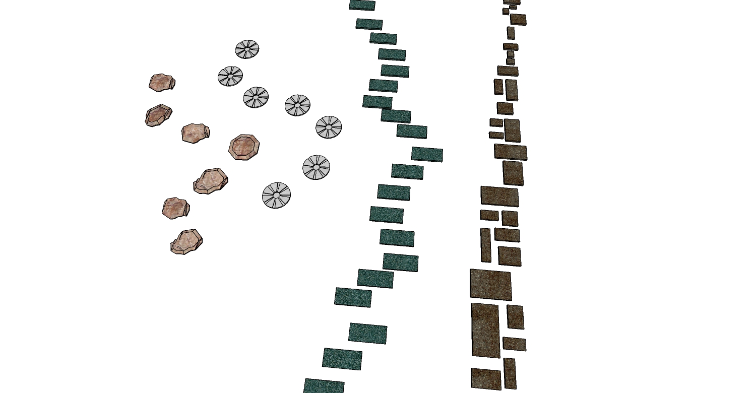 园林景观青石板路面甬路SketchUp草图模型下载 (1)(1)