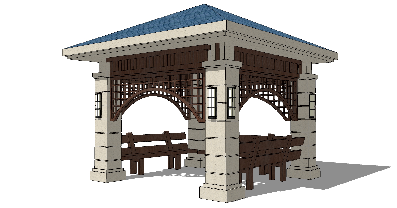 18欧式景观凉亭sketchup草图模型下载