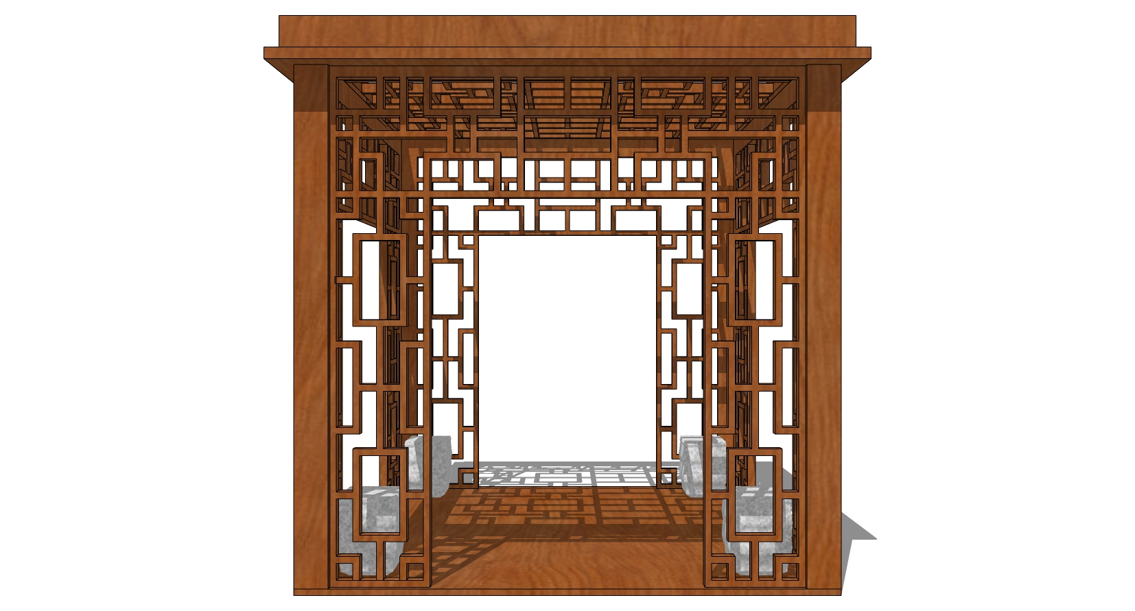 11新中式木花格凉亭花格sketchup草图模型下载(1)