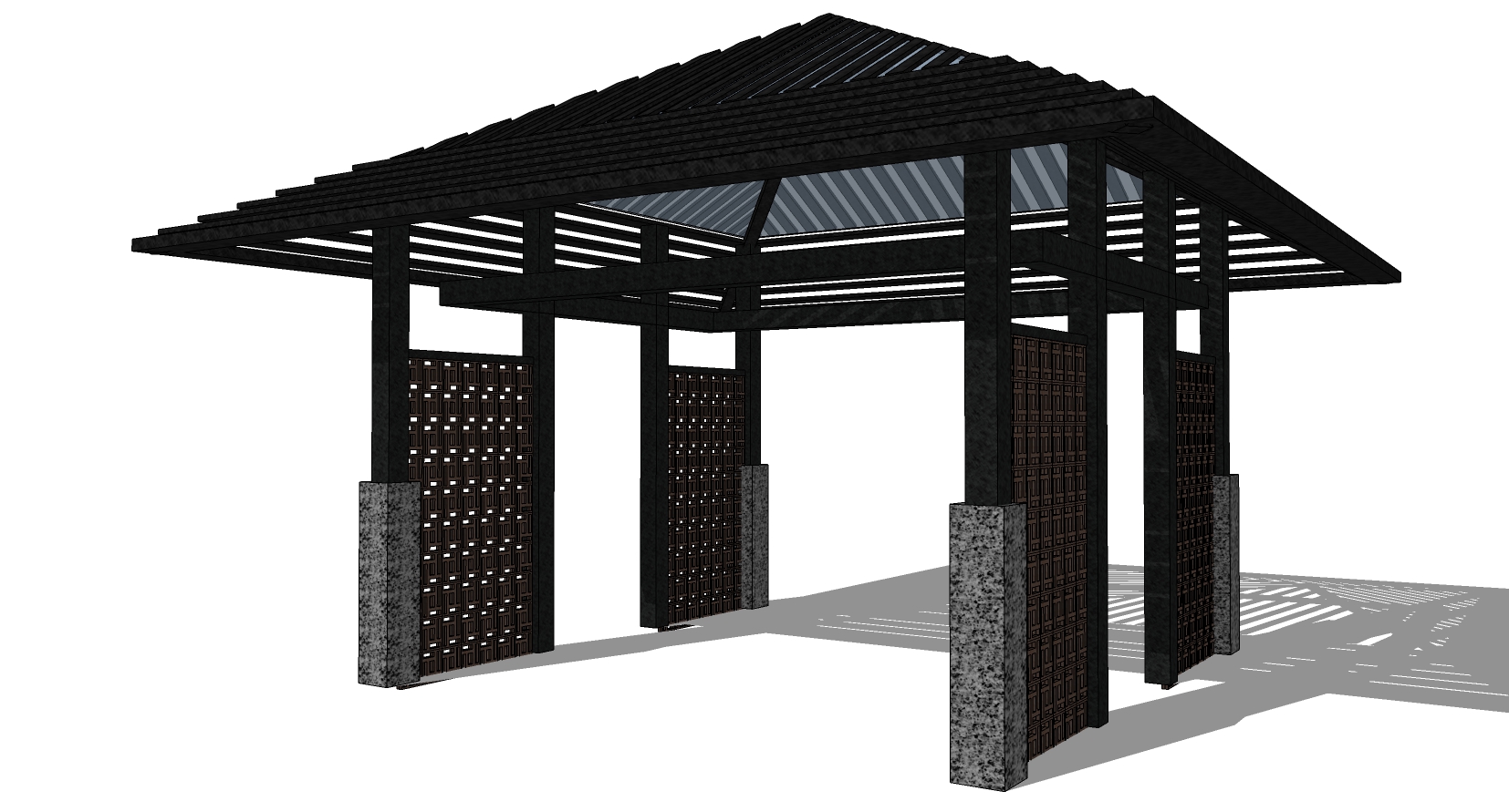 26新中式亭子凉亭sketchup草图模型下载(1)