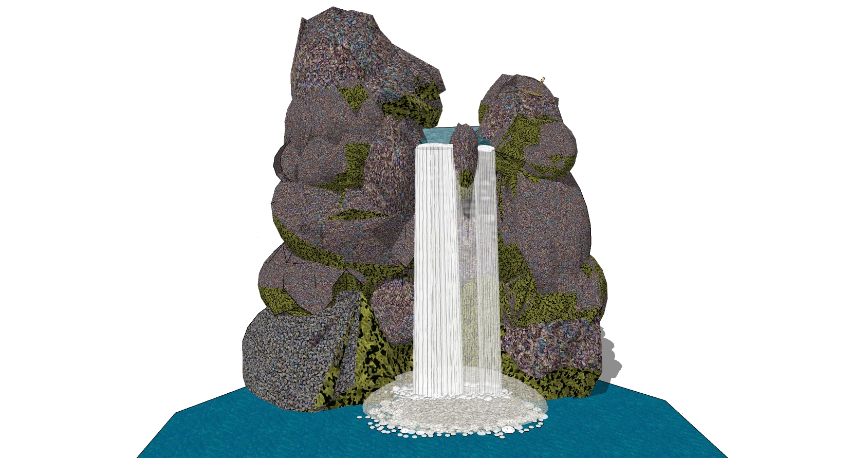 31景观石头喷泉水景sketchup草图模型下载(1)