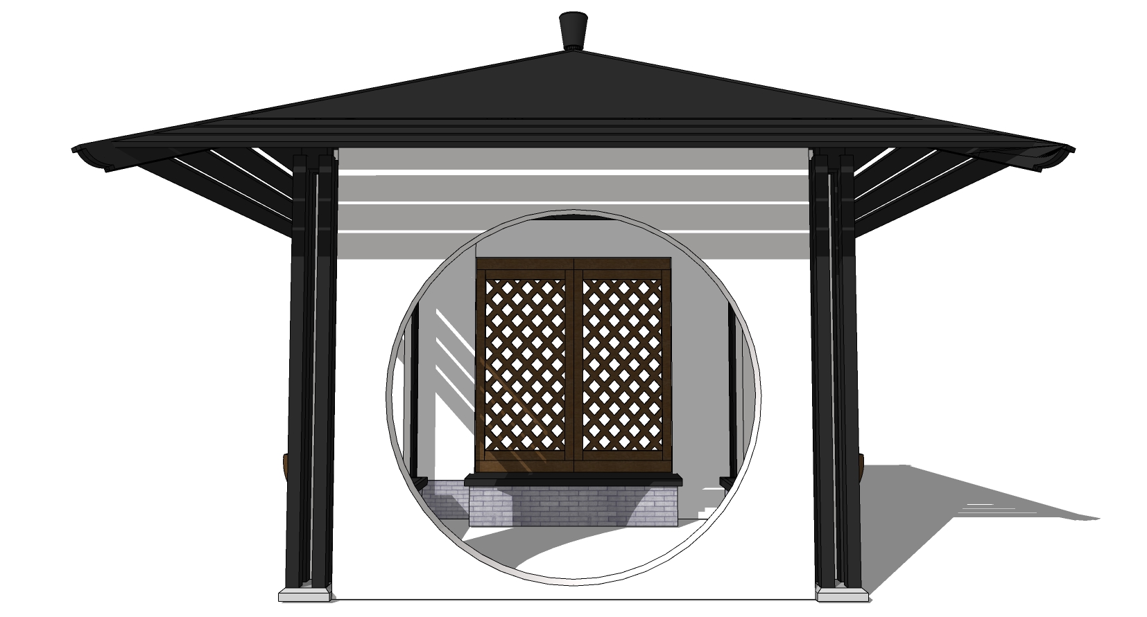 03中式古建凉亭亭子sketchup草图模型下载