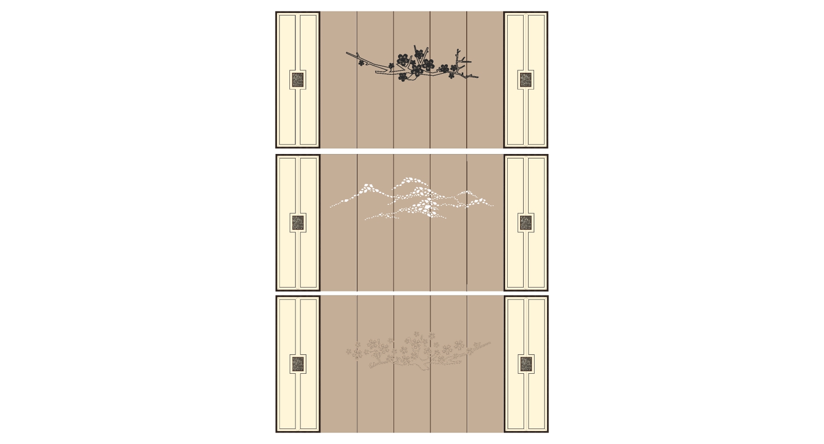 4新中式新亚洲电视床头景墙背景墙 sketchup草图模型下载