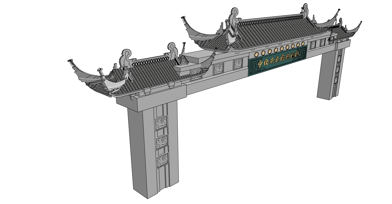 中式古典建筑徽派建筑屋檐墙檐口马头墙 (4)(1)