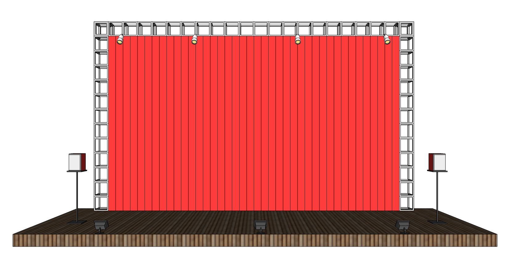 10现代金属幕布舞台音响sketchup草图模型下载(1)