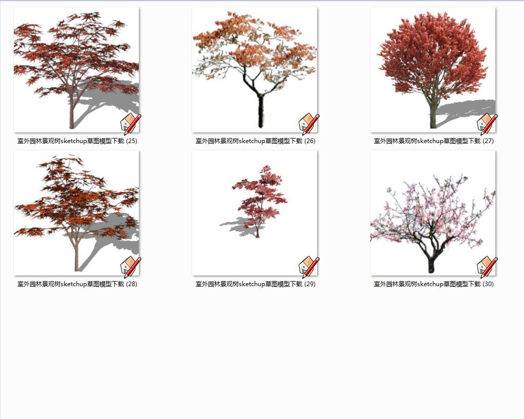 室外园林景观树sketchup草图模型下载