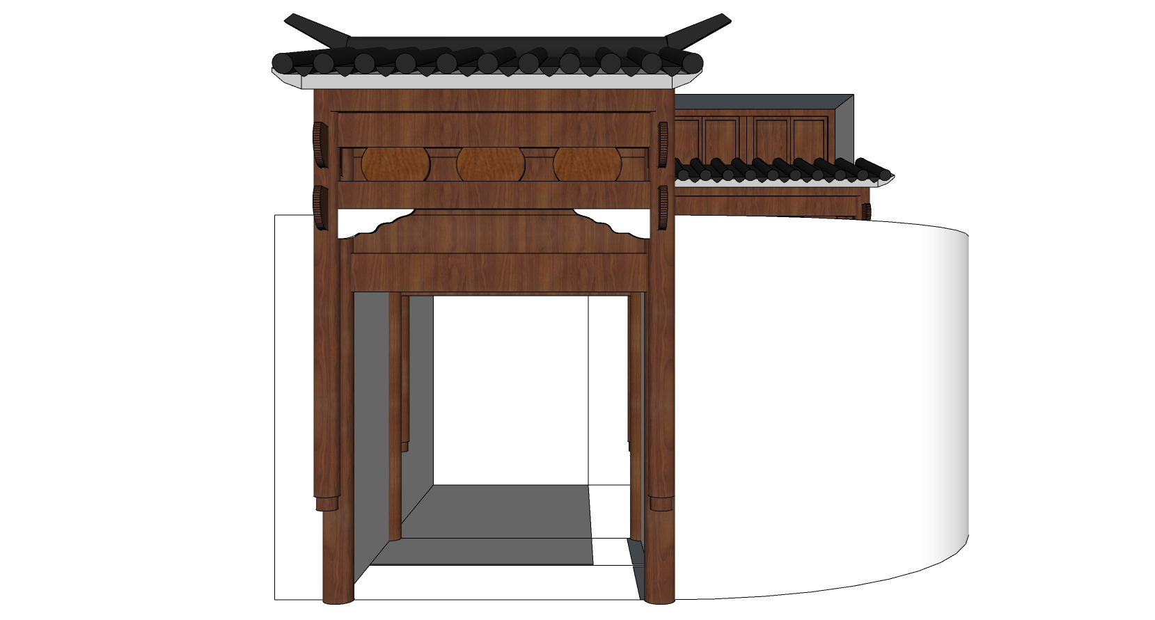 中式别墅庭院建筑大门门楼 院墙 门头 (33)