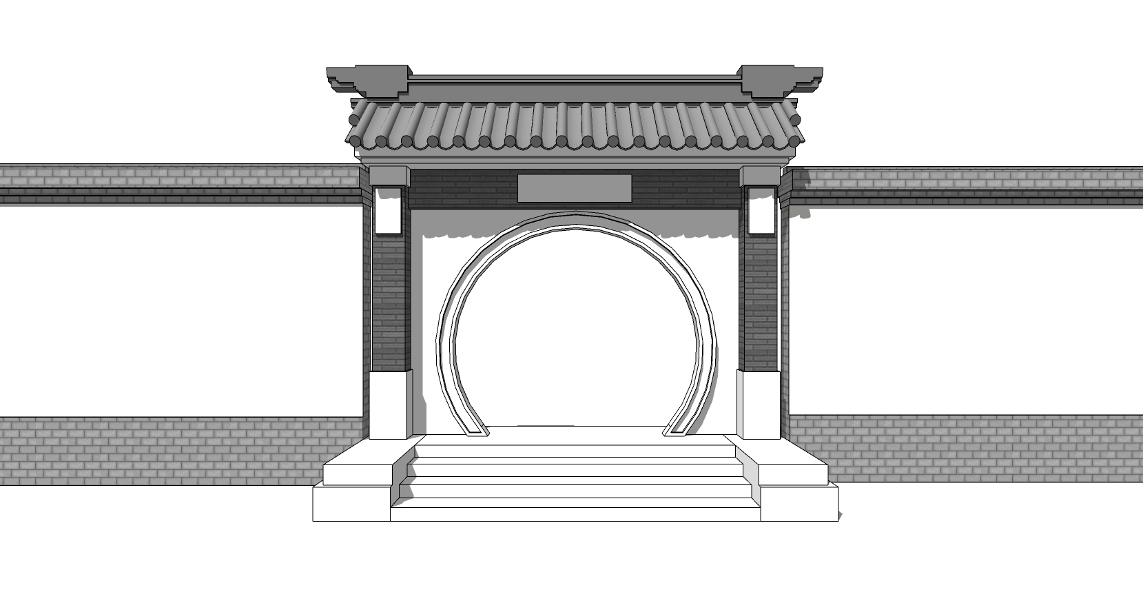 中式别墅庭院建筑大门门楼 院墙  门头 (27)(1)