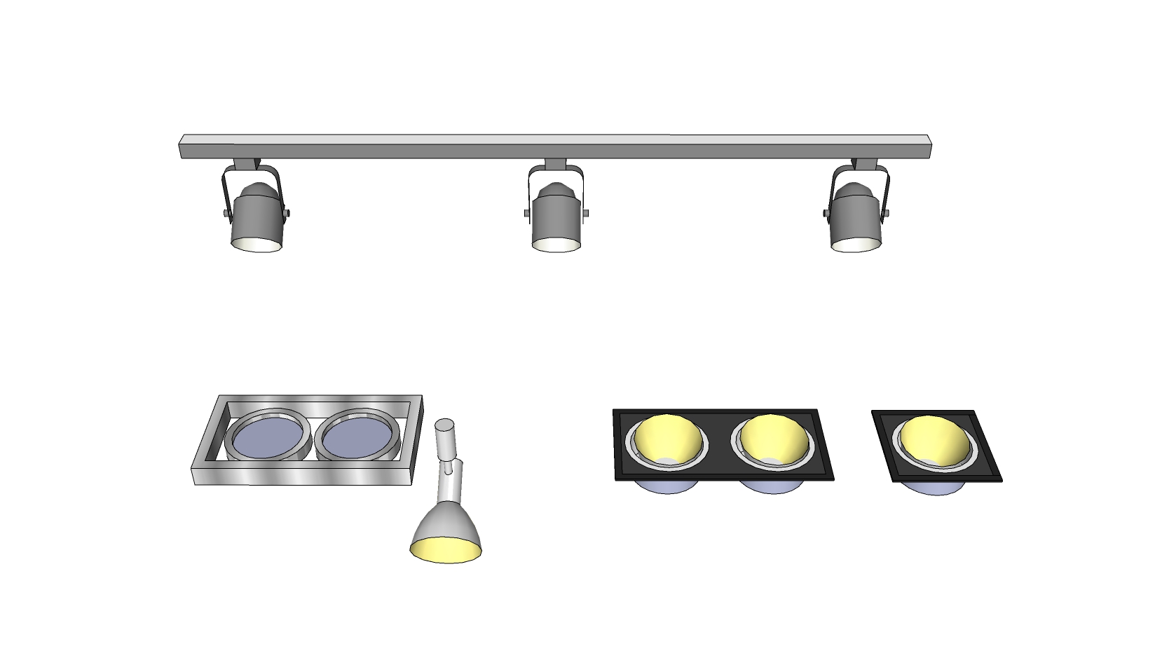 06筒灯射灯轨道射灯斗胆灯舞台射灯 SketchUp草图模型下载(1)
