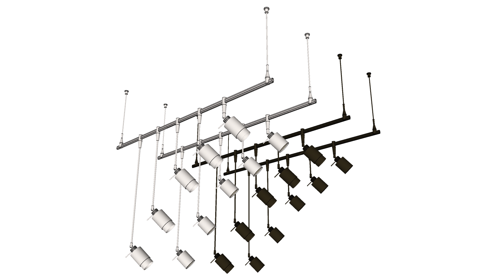 12射灯轨道射灯舞台射灯SketchUp草图模型下载