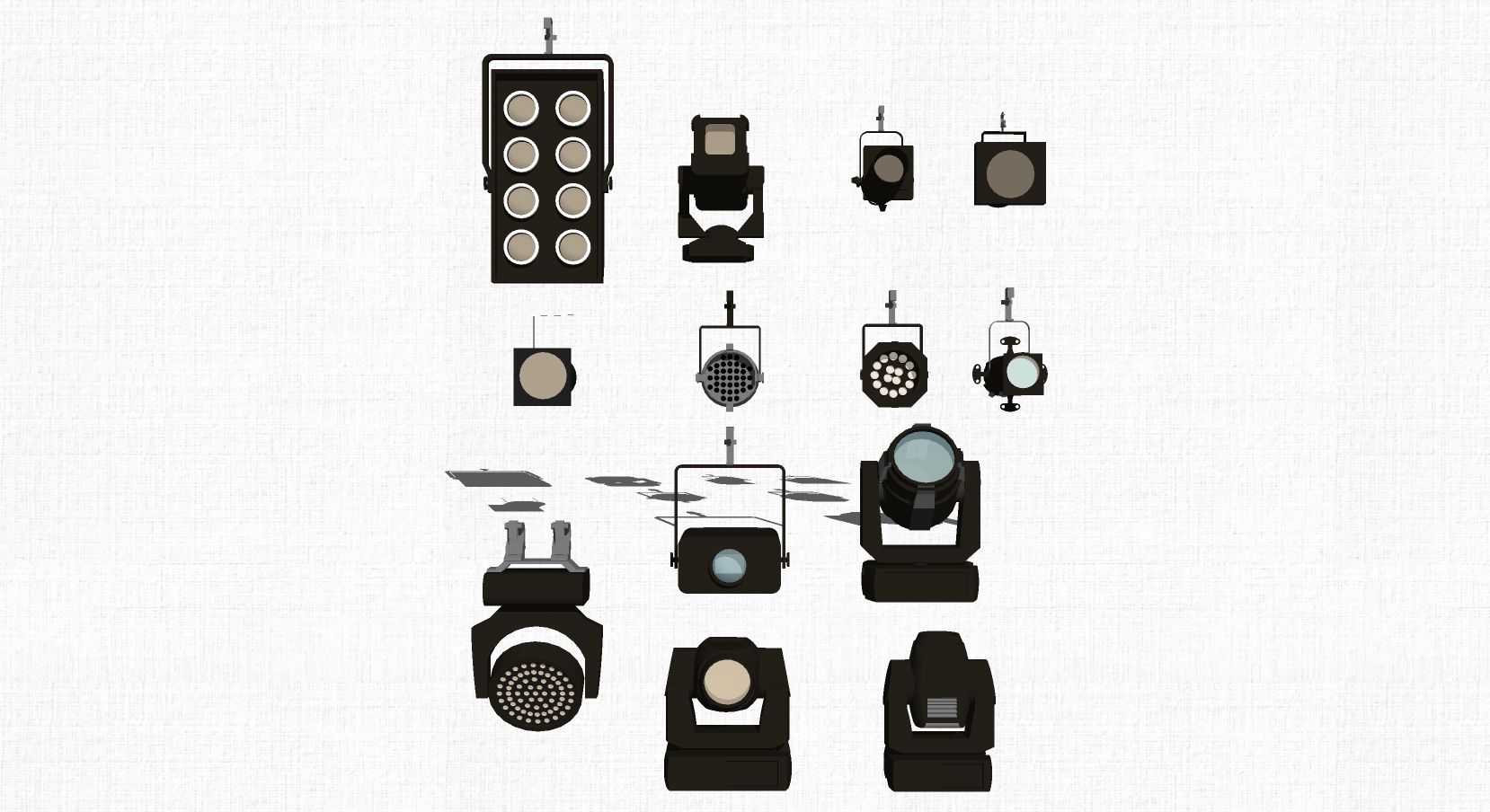 11筒灯射灯轨道射灯斗胆灯舞台射灯SketchUp草图模型下载