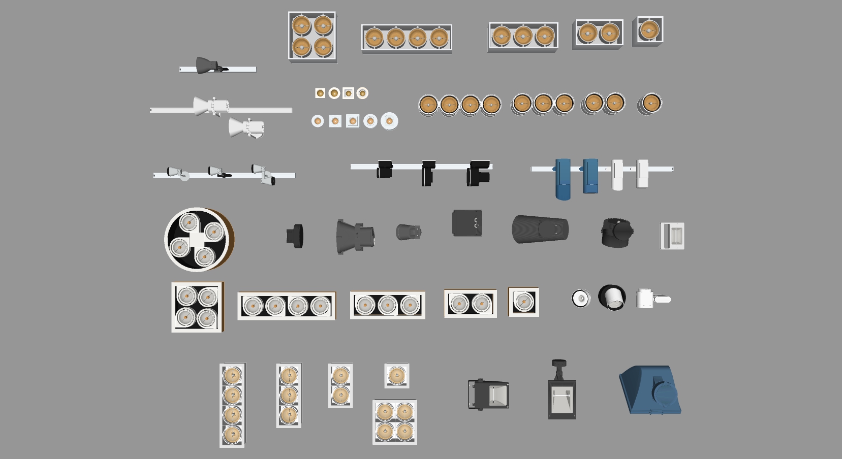 36筒灯射灯轨道射灯斗胆灯舞台射灯吊灯聚光灯SketchUp草图模型下载(1)