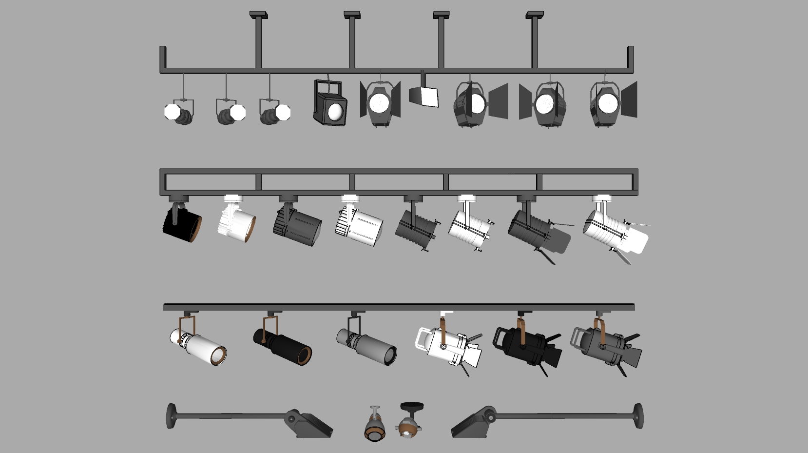 16射灯轨道射灯舞台射灯SketchUp草图模型下载
