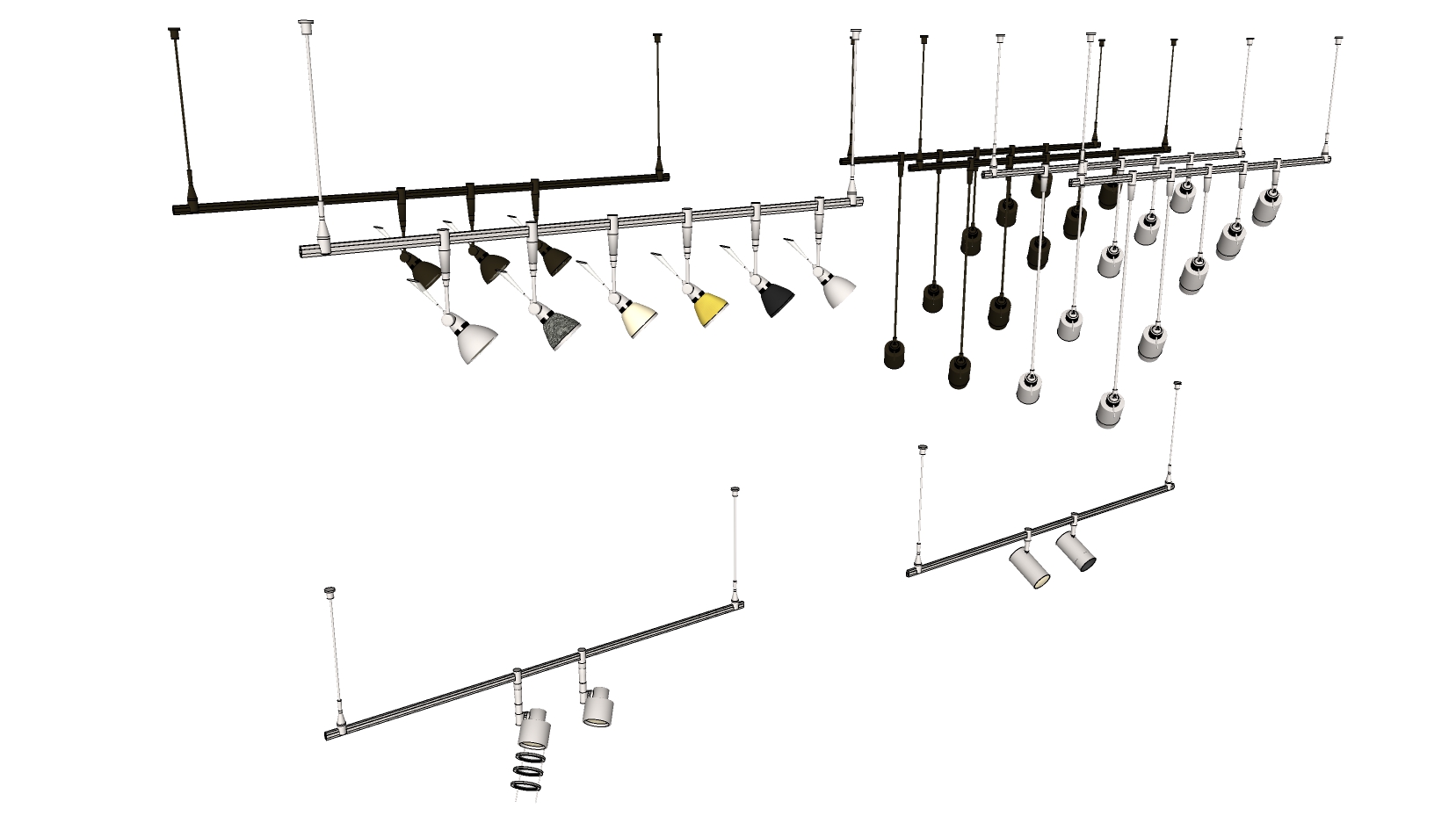 33射灯轨道射灯舞台射灯SketchUp草图模型下载(1)
