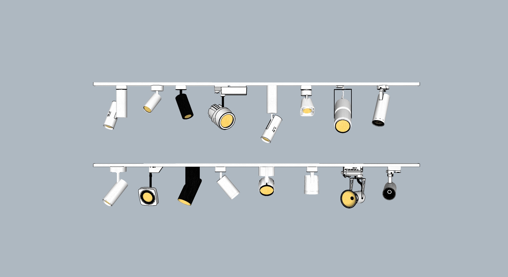 15射灯轨道射灯舞台射灯SketchUp草图模型下载