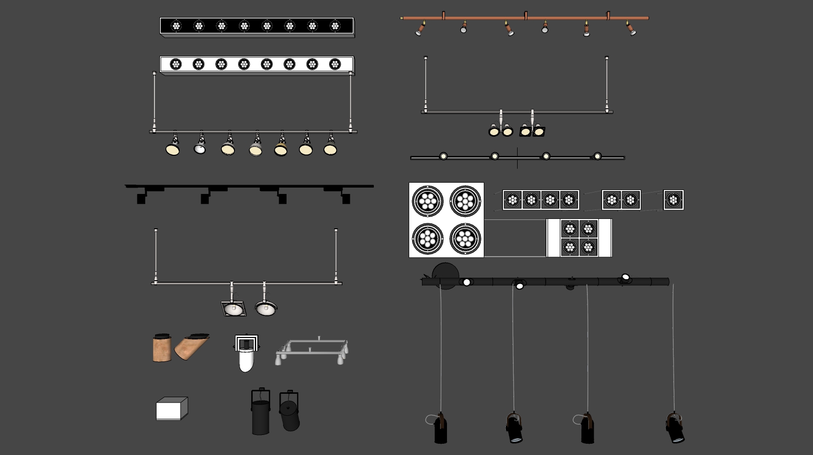 28筒灯射灯轨道射灯斗胆灯舞台射灯SketchUp草图模型下载