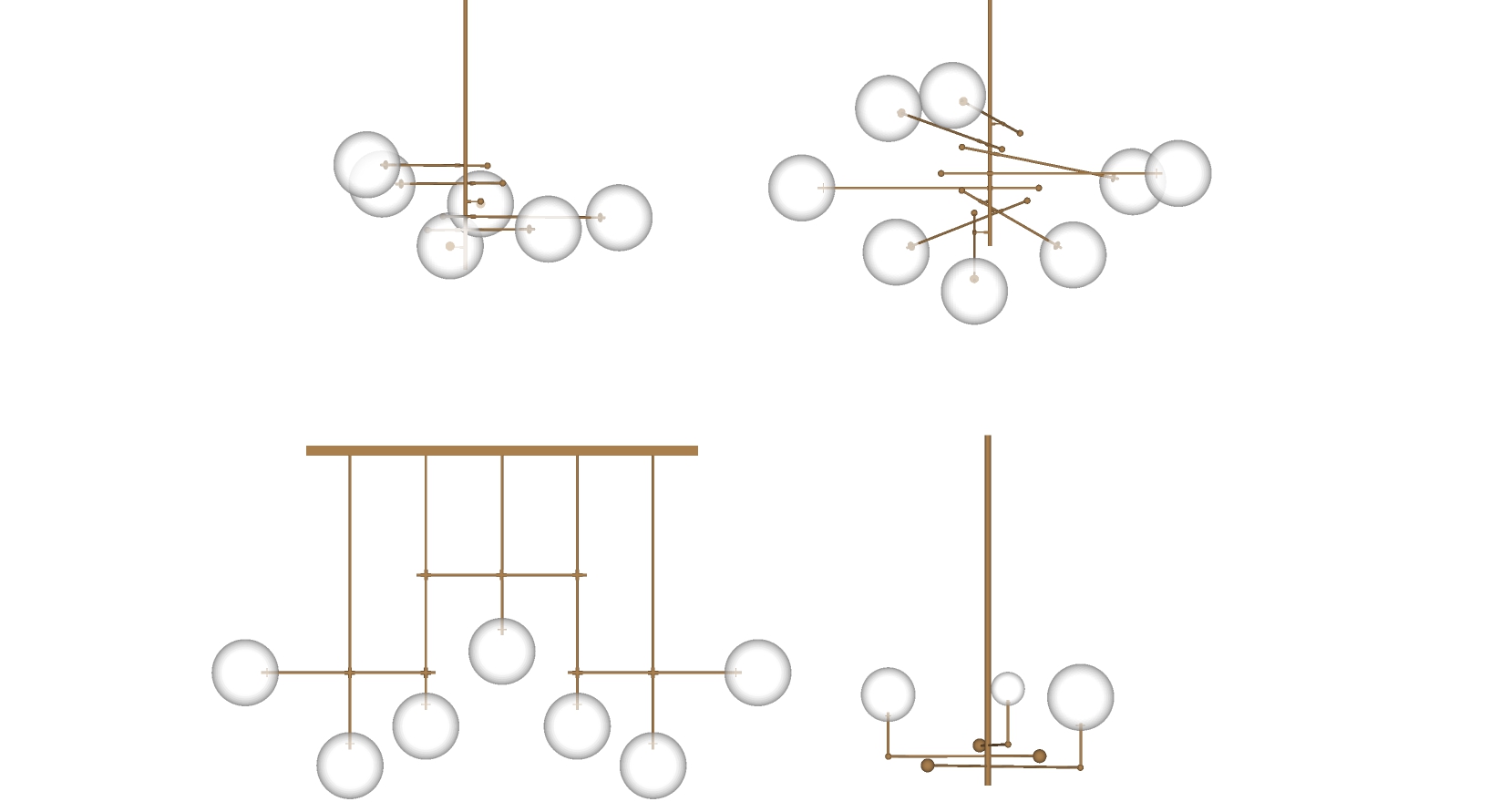 17 现代金属灯泡吊灯SketchUp草图模型下载(1)