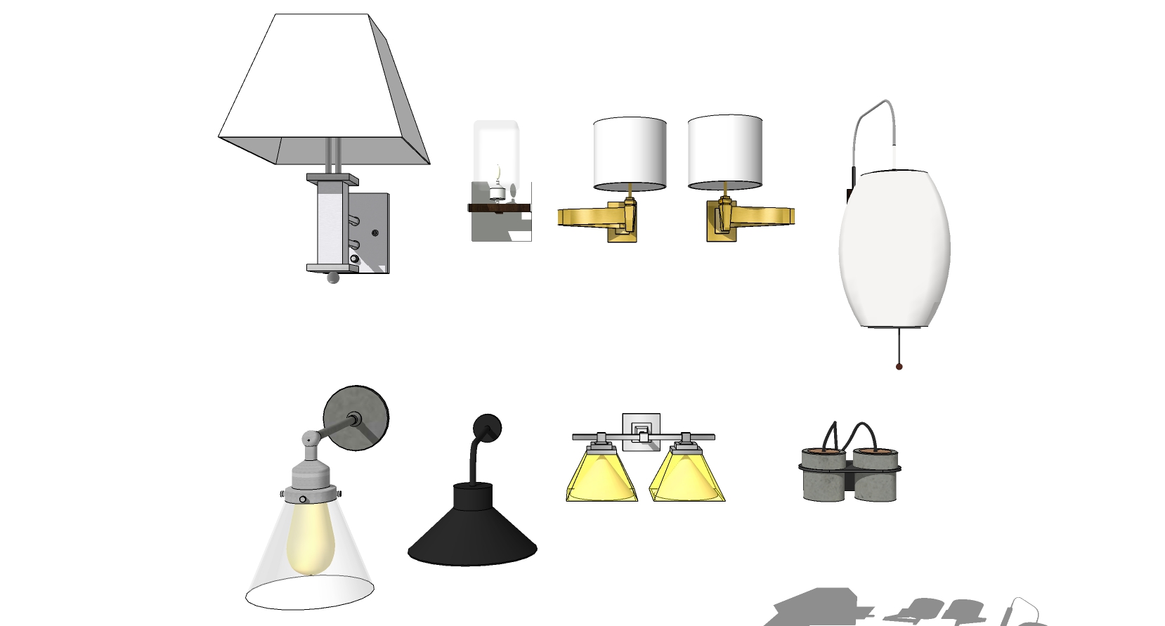 13现代简约风格壁灯sketchup草图模型下载