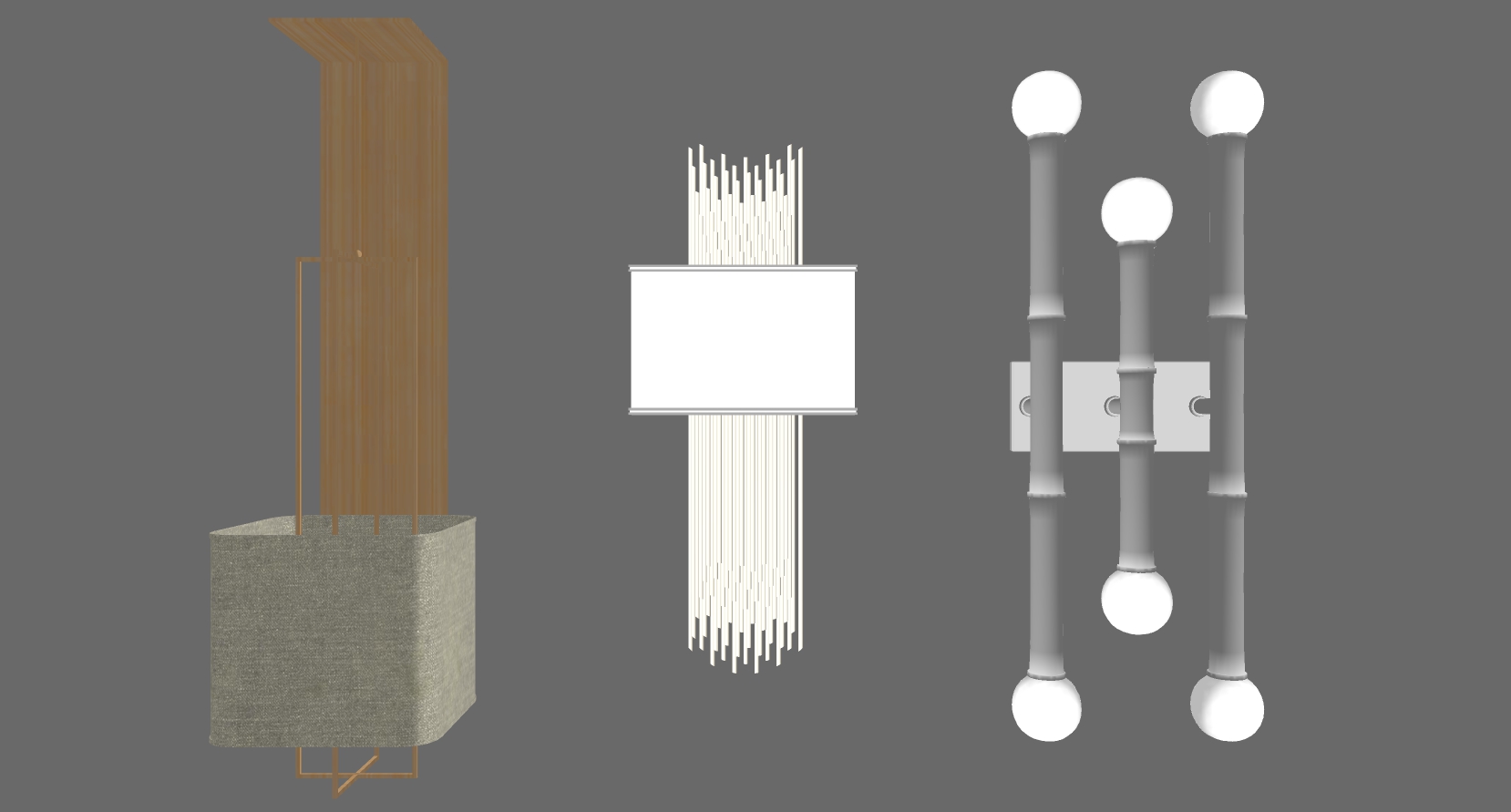 04北欧现代金属壁灯组合竹节壁灯sketchup草图模型下载(1)
